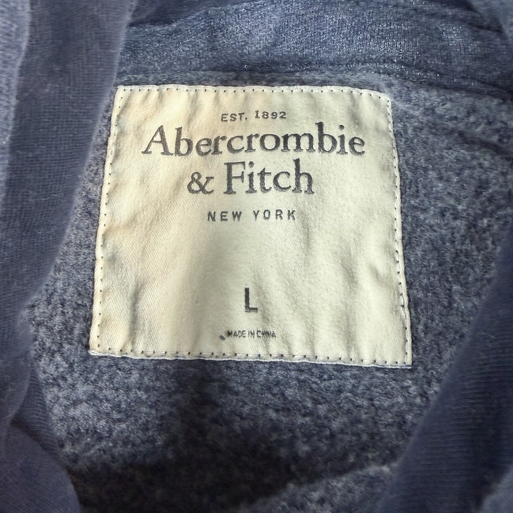 Abercrombie & Fitch Mens Large Blue Moose Logo Pullover Hoodie Sweatshirt - Picture 2 of 7